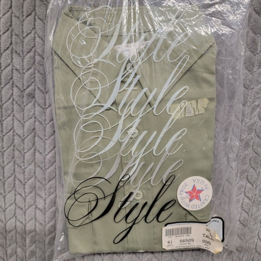 Vintage FIELDMASTER Long Sleeve Khaki Shirt Large Tall 16-16.5 Made in USA - NWT